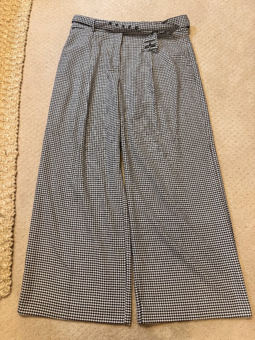 Loft Womens Houndstooth Wide Leg Trousers Pants Size 14 Career Corp Office Work